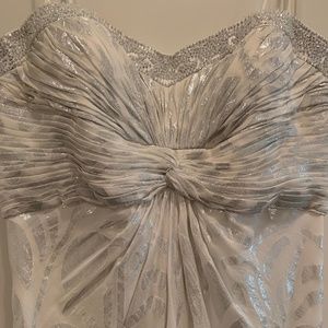 Aidan Mattox Formal Silver & White Dress